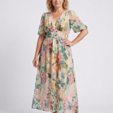 Audrey | Midi dress with short sleeves and gathered waist