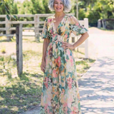 Audrey | Midi dress with short sleeves and gathered waist