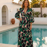 Léa | Maxi dress with long sleeves and tied waist