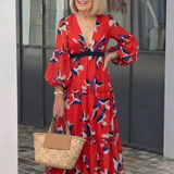Léa | Maxi dress with long sleeves and tied waist