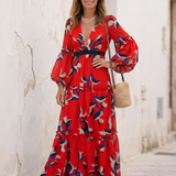 Léa | Maxi dress with long sleeves and tied waist