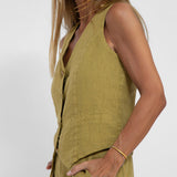 Aira - Buttoned Waistcoat & Wide Leg Trousers