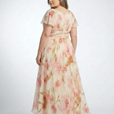 Margaux | Floral maxi dress with short V sleeves