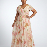 Margaux | Floral maxi dress with short V sleeves