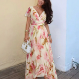 Margaux | Floral maxi dress with short V sleeves