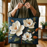 Handgefertigte Stepp-Tasche - Zarte Magnolie