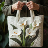 Handgefertigte Matelassé-Tasche - Weiße Arums