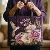 Handgefertigte Stepp-Tasche - Kolibris und Orchideen