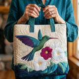 Samtasche - Kolibri und Weiße Blume