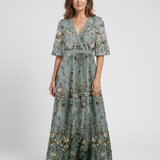Élodie | Embroidered maxi dress with V-neck