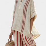 Vanessa - Elegant Red Stripe Set