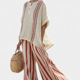 Vanessa - Elegant Red Stripe Set