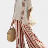 Vanessa - Elegant Red Stripe Set