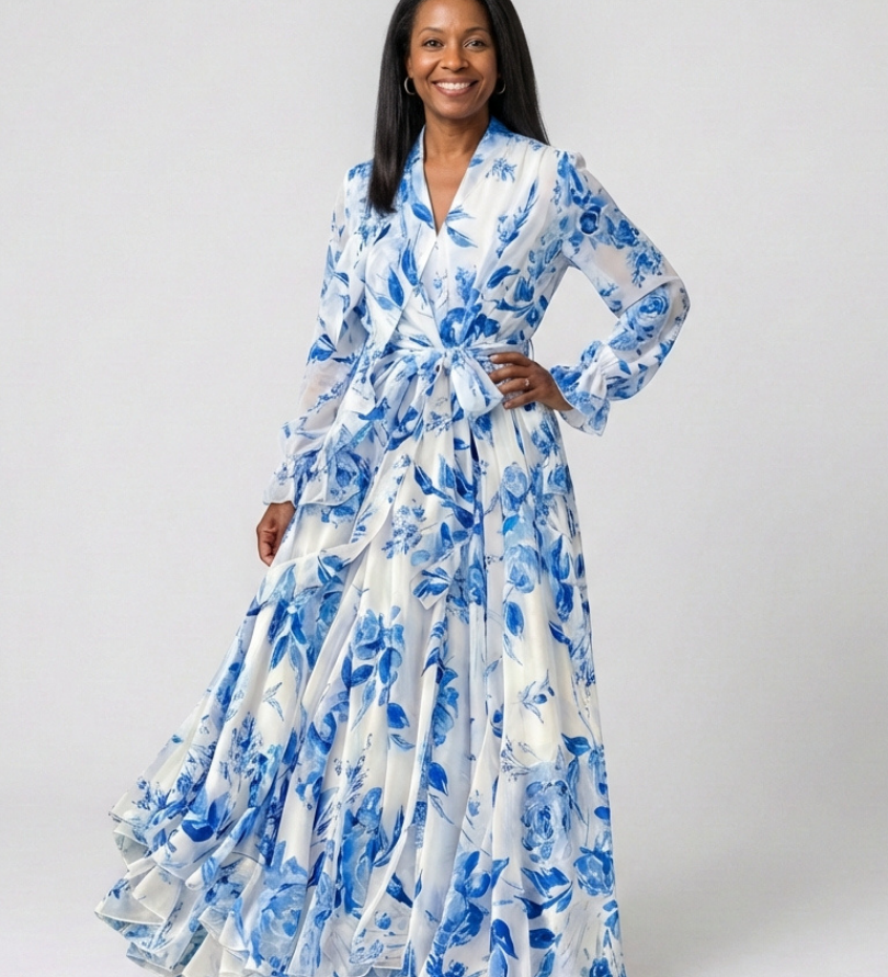 Manon | Floral Maxi Dress with Long Sleeves