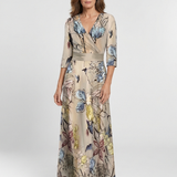 Caroline | Maxi wrap dress with three-quarter sleeves